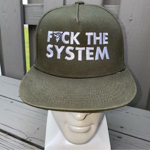 Snapback Hat Green F*ck The System As Colour Billy Cap Eye Quote Political Osfa